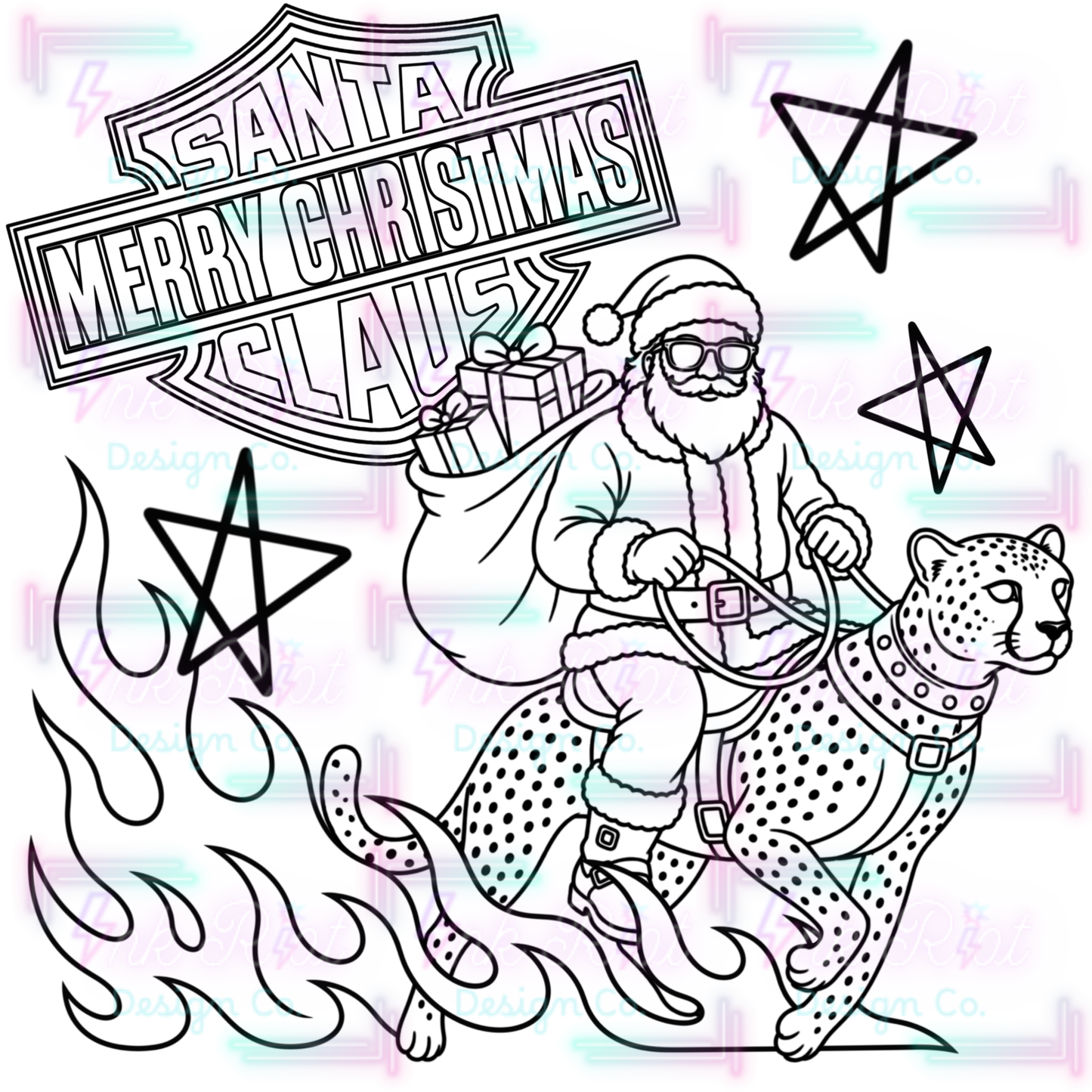 Santa Cheetah Colorable PNG - EXCLUSIVE - NO CODES
