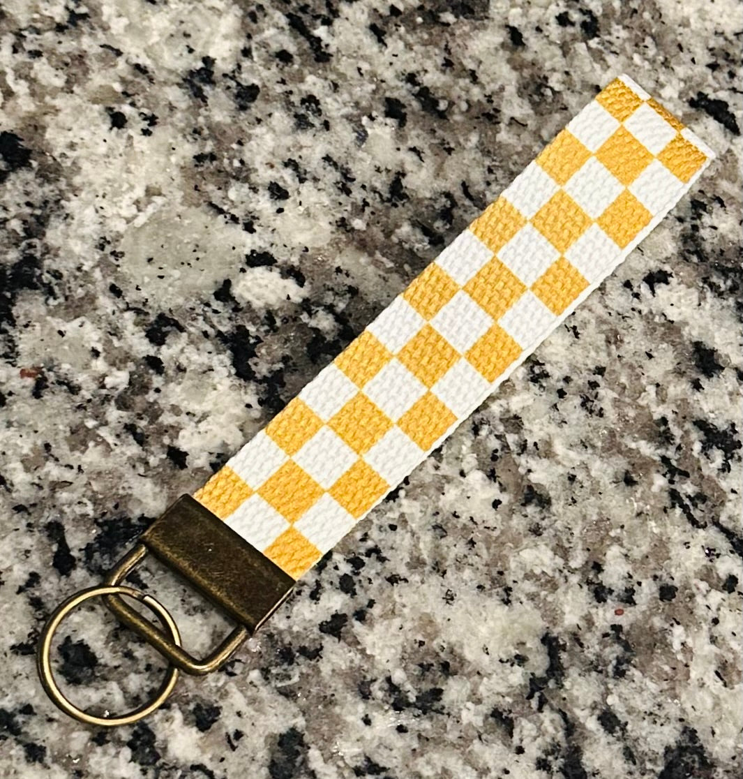 Yellow Checkered Wristlet