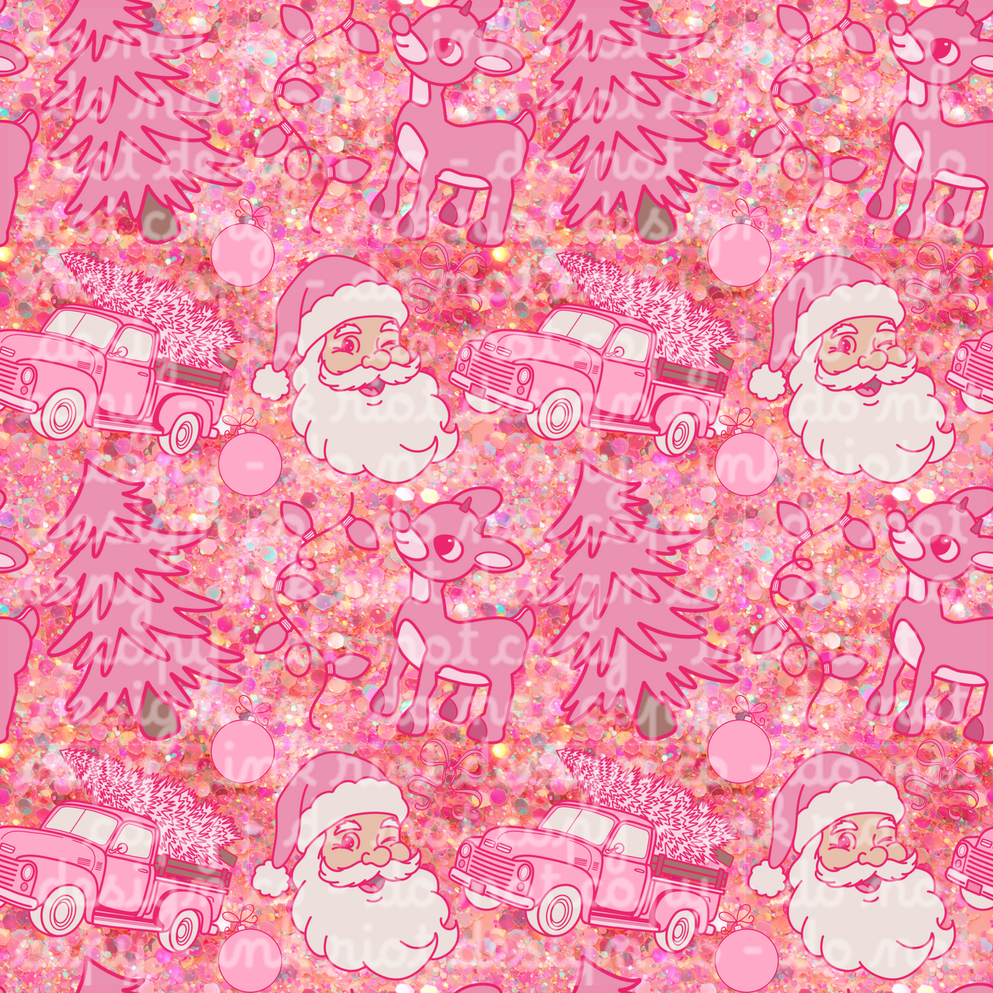 Dark Pink Sequin Holly Jolly Seamless