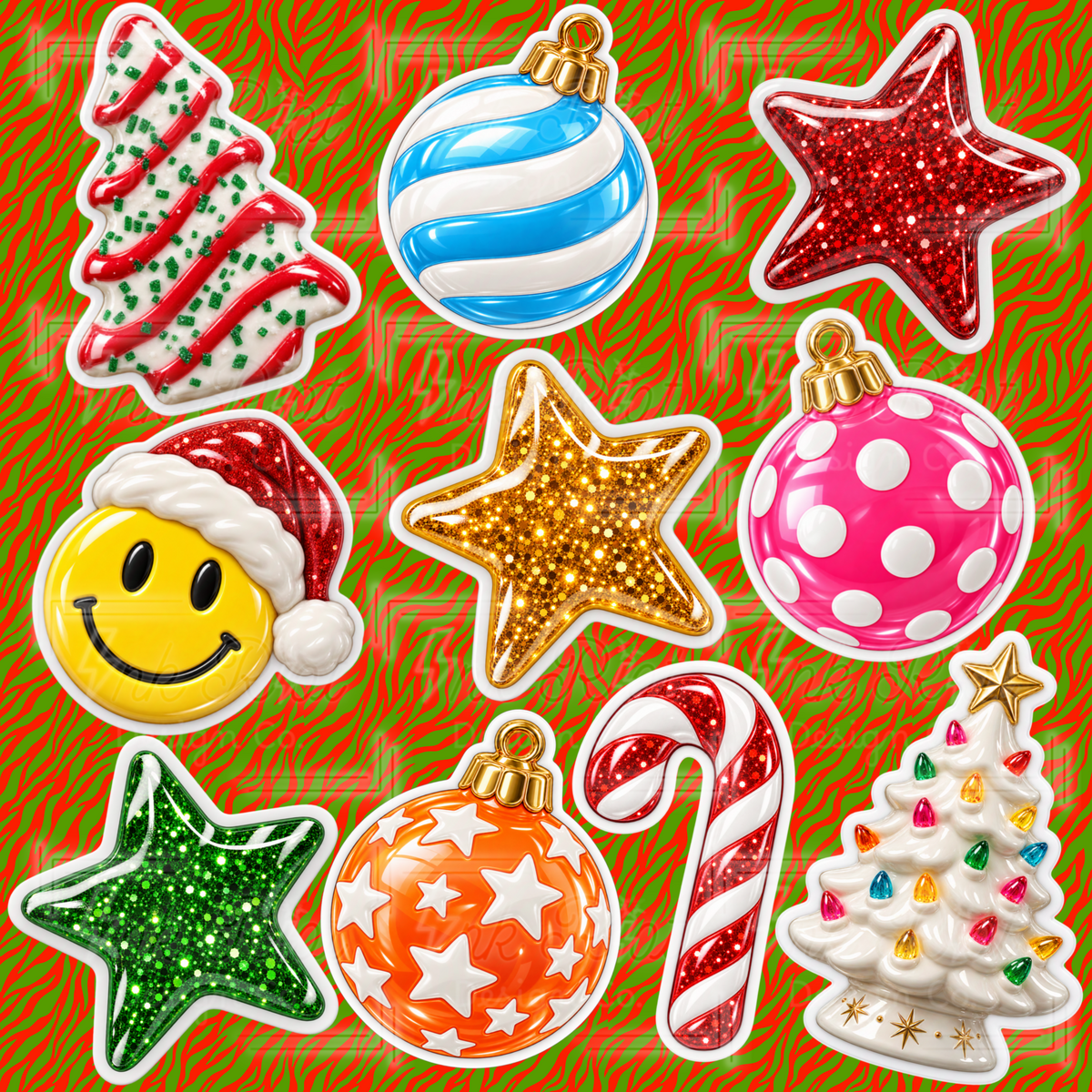 Christmas Stickers Clipart Bundle - COMMERCIAL USE ONLY