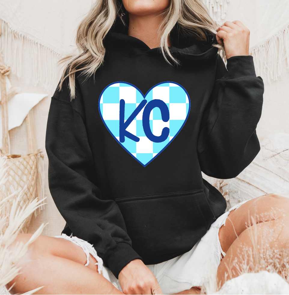Blue Checkered KC Heart