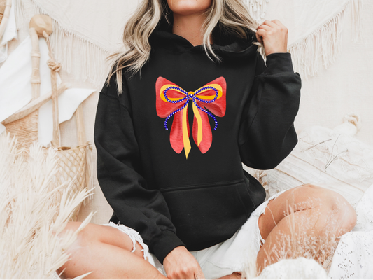 Red & Blue Kansas Bow Hoodie