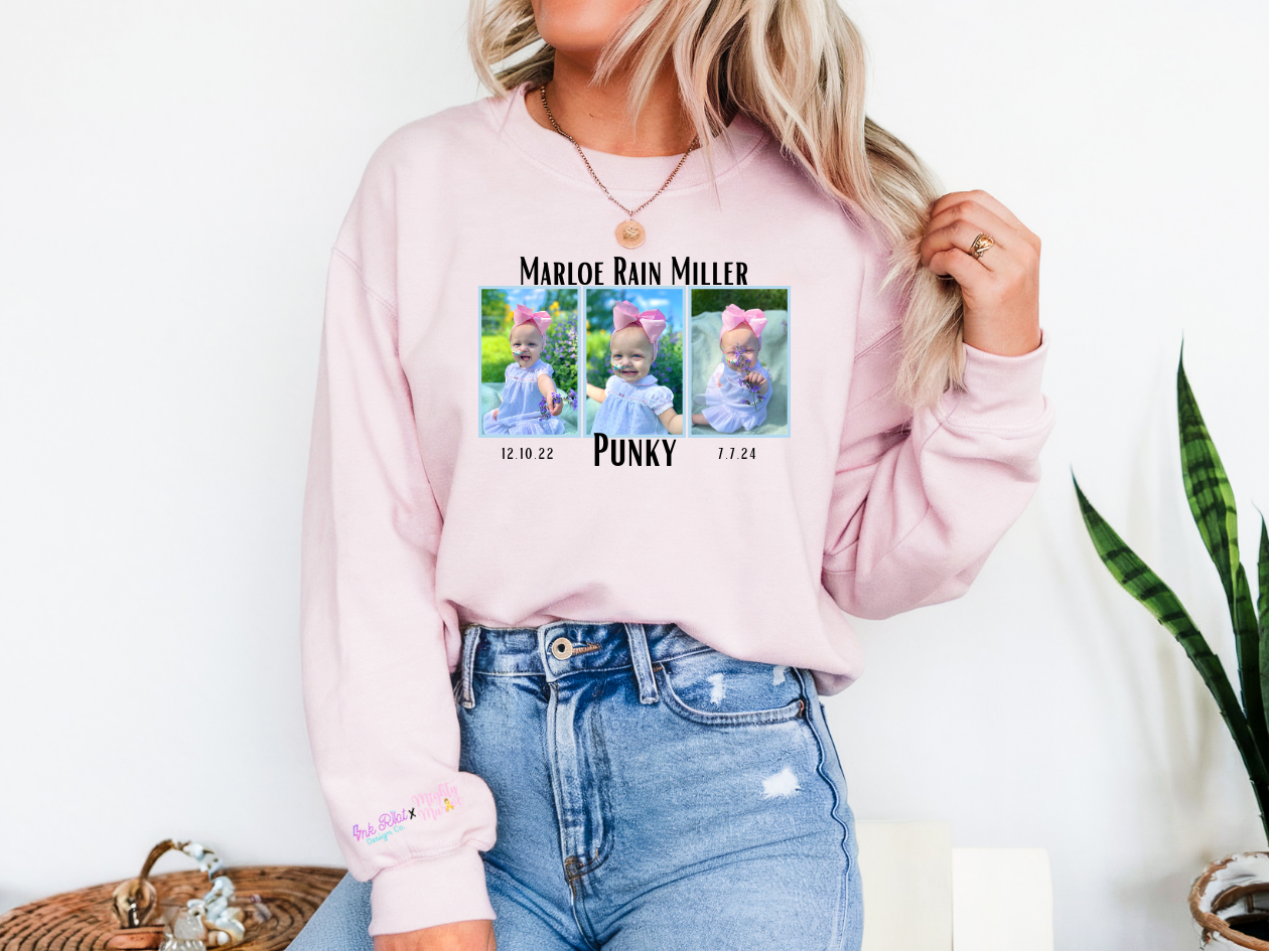 Mighty Marloe Pink Bow w/Blue Frame Sweatshirt