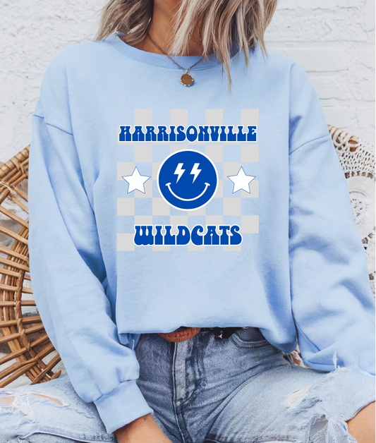 Wildcats Checkered Smiley Sweatshirt