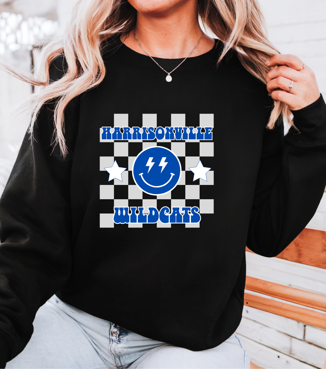 Wildcats Checkered Smiley Sweatshirt