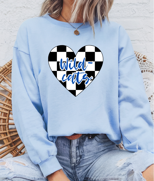Wildcats Checkered Heart Sweatshirt