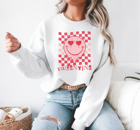 Checker Smiley Valentine Sweatshirt