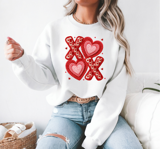 Faux Yarn XOXO Hearts Sweatshirt