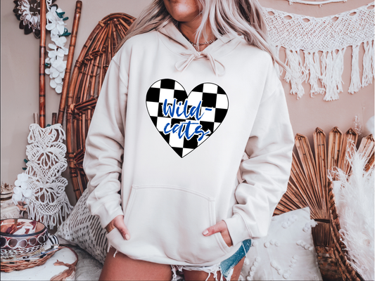 Wildcats Checkered Heart Hoodie