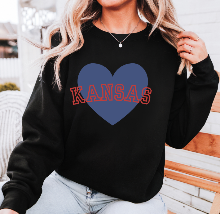 Blue Kansas Heart Sweatshirt