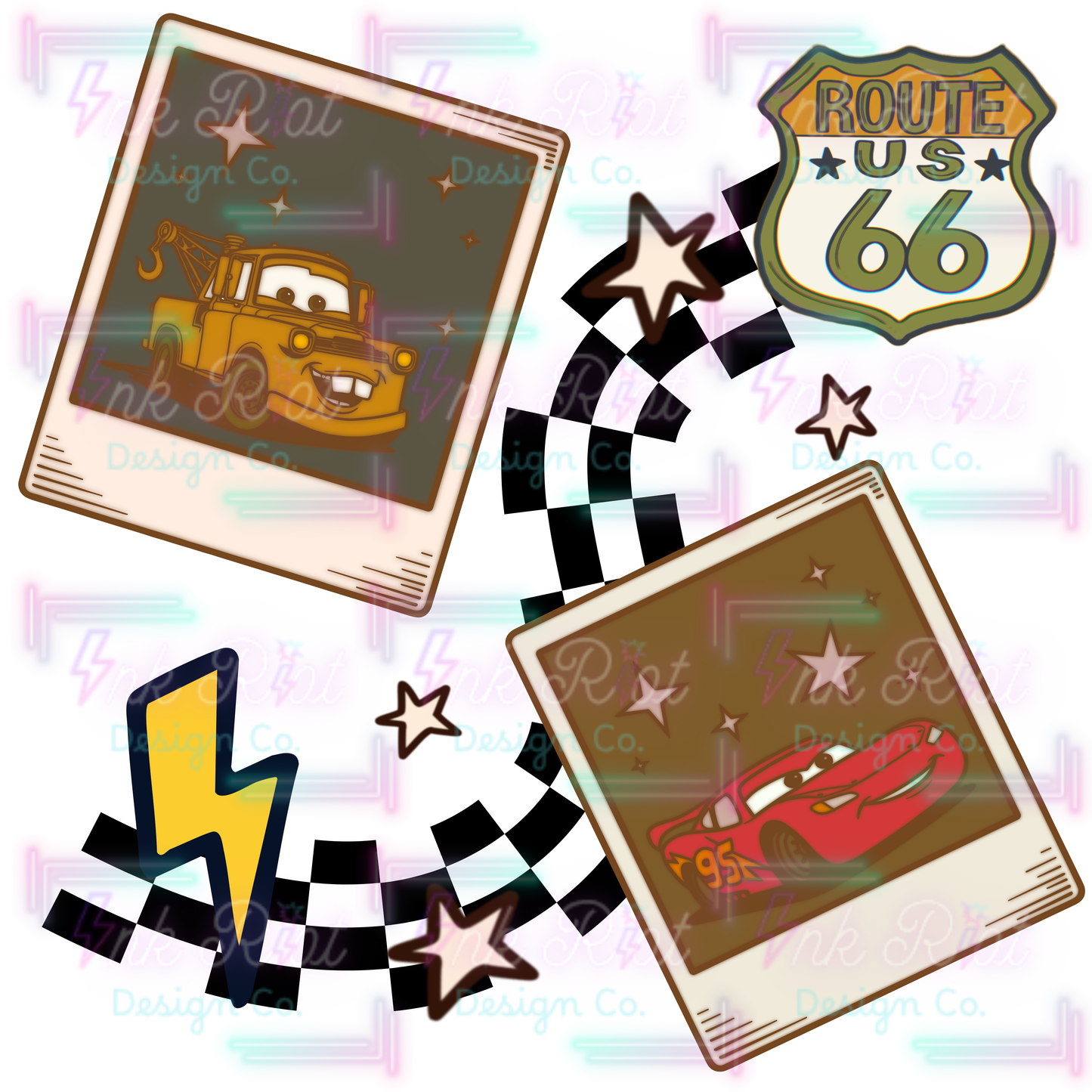 Cars Polaroid DTF