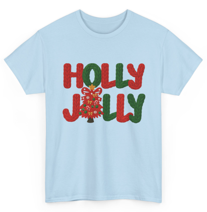 Faux Stitch Red & Green Holly Jolly