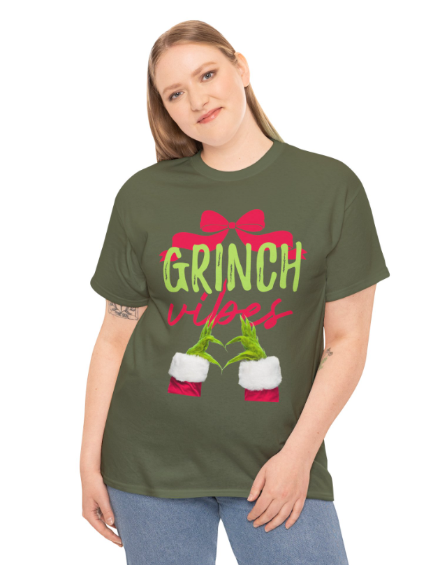 Grinch Vibes Heart Hand & Bow