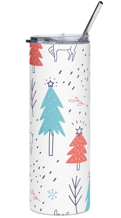 Teal & Orange Christmas Trees Tumbler