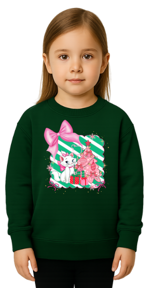 Youth Christmas Cat & Bows Sweatshirt