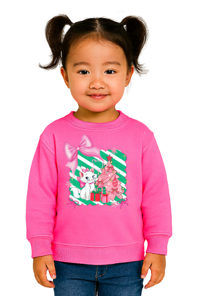 Youth Christmas Cat & Bows Sweatshirt