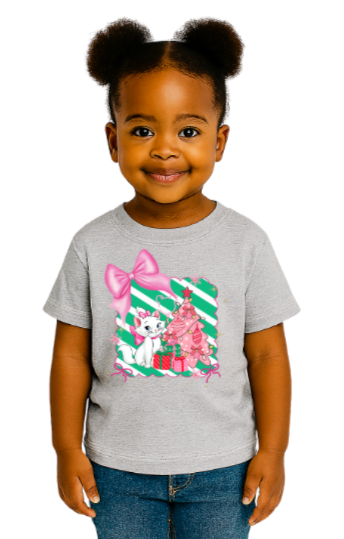 Youth Christmas Cat & Bows T-Shirt