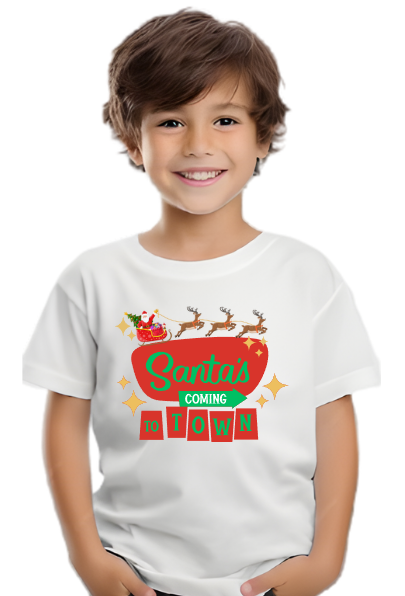 Youth Santa's Coming To Town T-Shirt