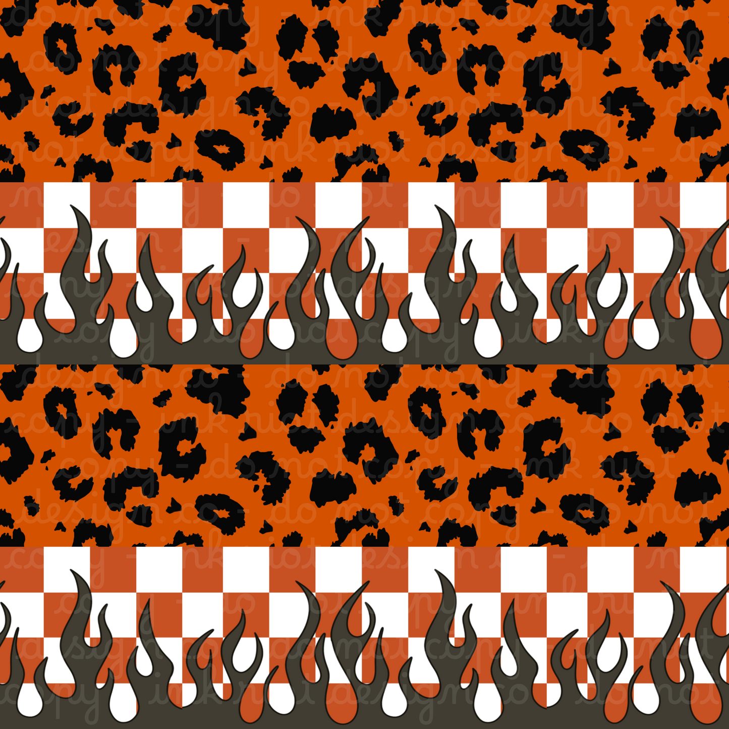 Orange Leopard Checker Flames Seamless