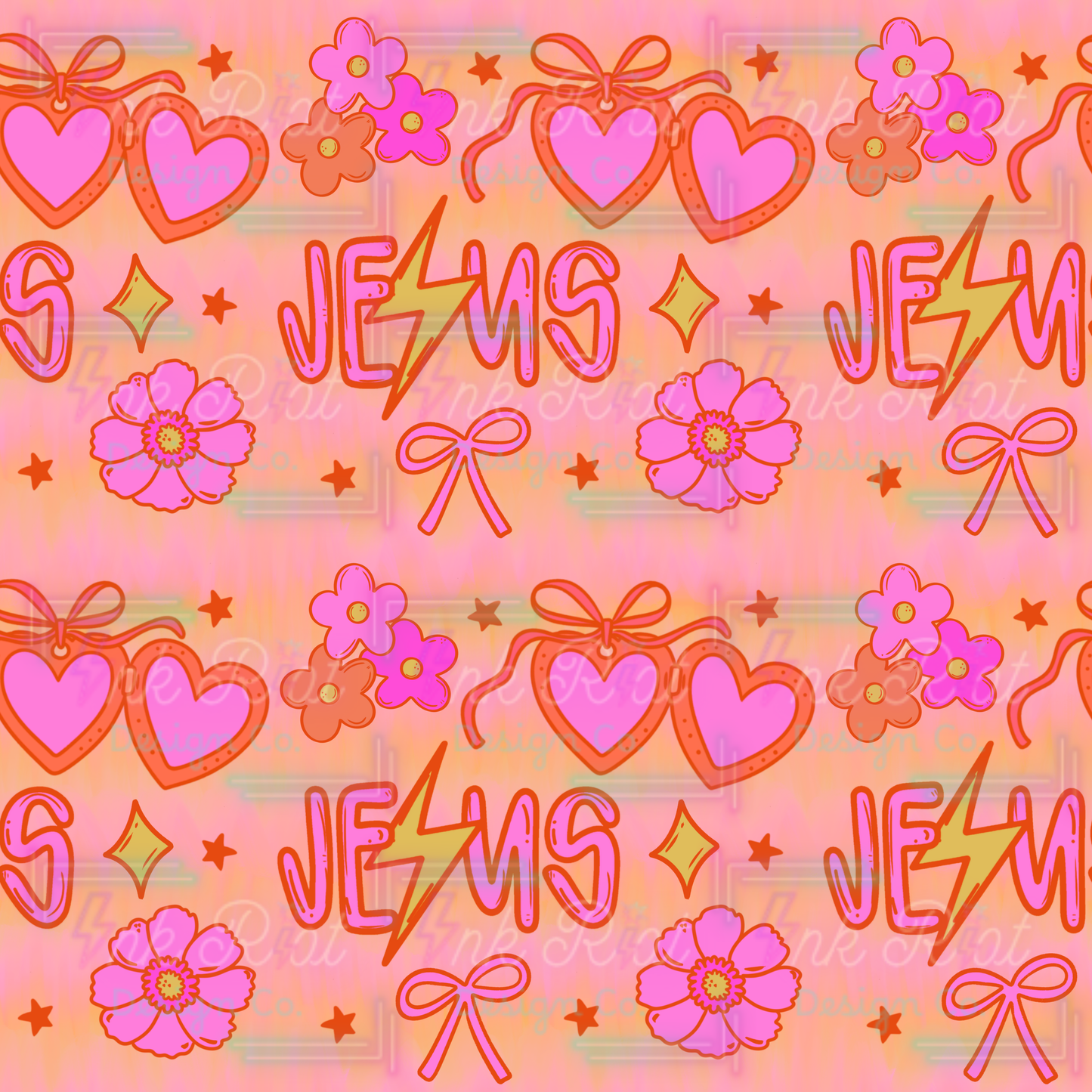 Orange & Pink Jesus Seamless