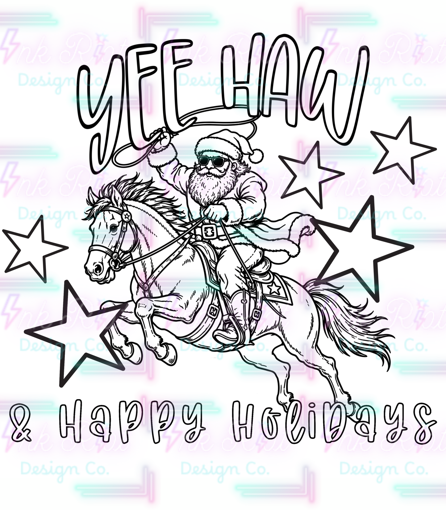 Yee Haw & Happy Holidays Colorable PNG - EXCLUSIVE - NO CODES