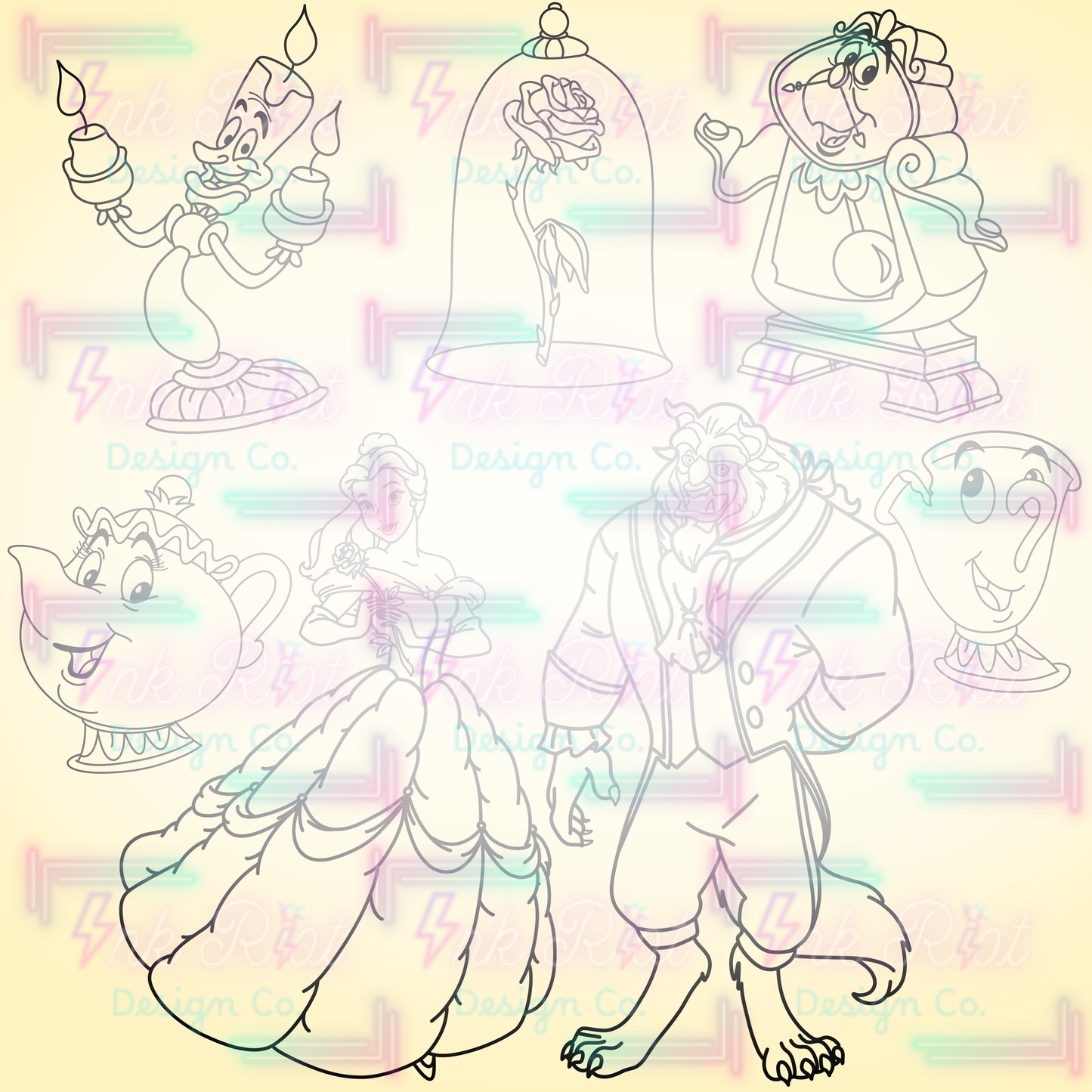 Enchanted Rose Colorable Clipart Bundle - COMMERCIAL USE ONLY