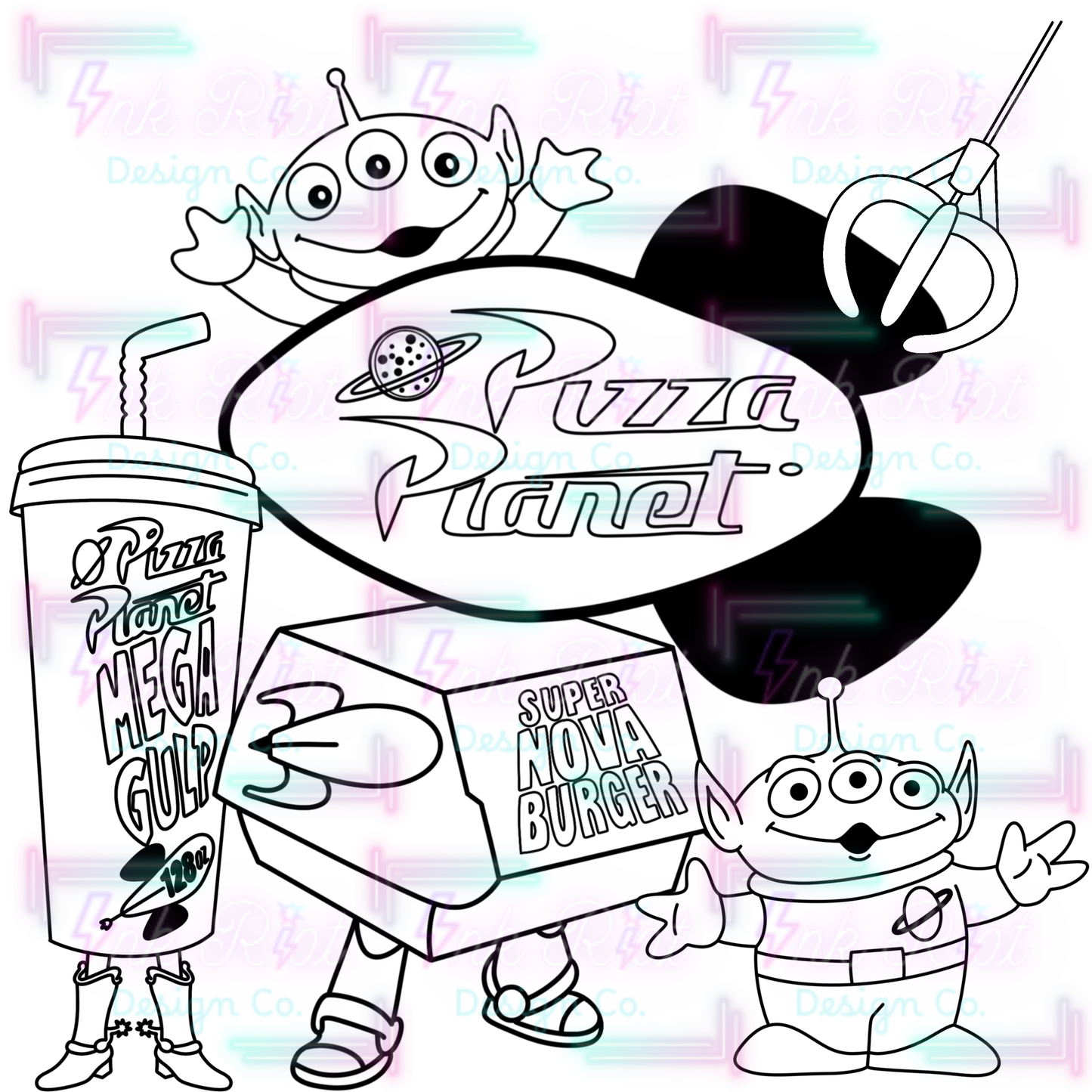 Pizza Aliens Colorable PNG - EXCLUSIVE - NO CODES