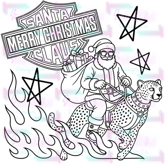 Santa Cheetah Colorable PNG - EXCLUSIVE - NO CODES