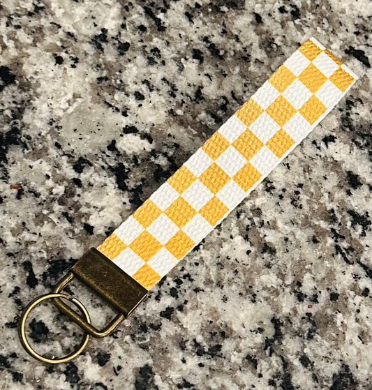 Yellow Checkered Wristlet