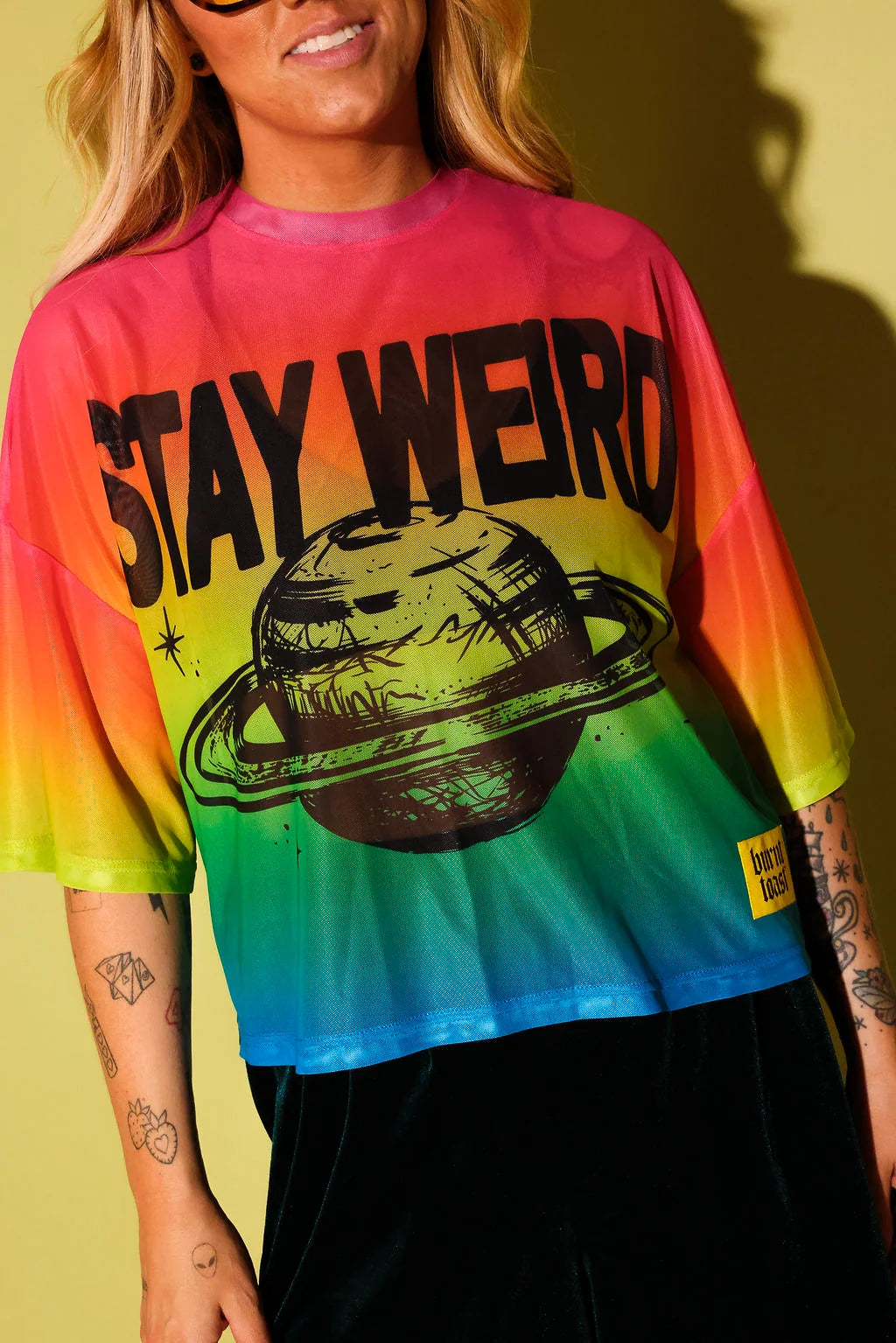 BT Stay Weird Oversized Mesh Top Pre-Sale