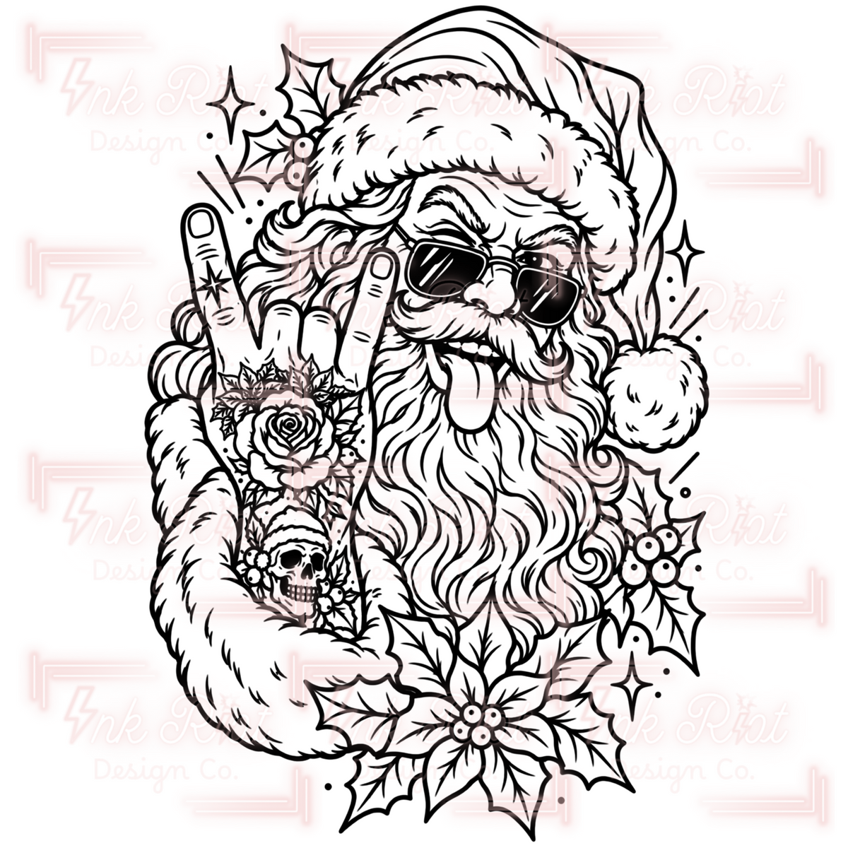 Rock On Santa Colorable PNG - EXCLUSIVE - NO CODES
