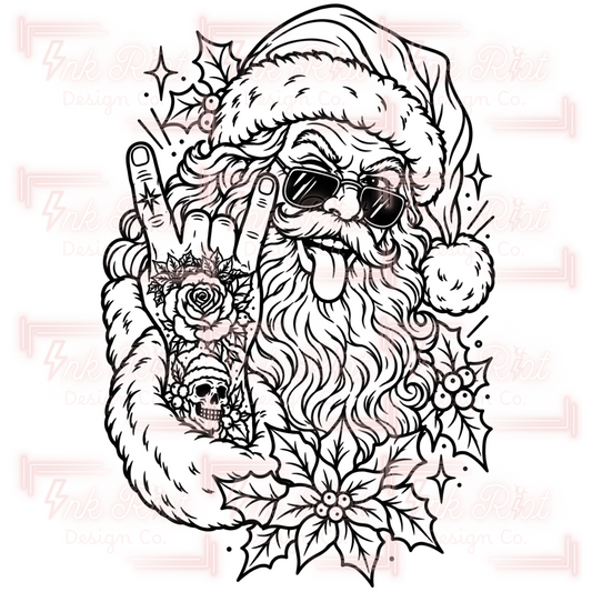 Rock On Santa Colorable PNG - EXCLUSIVE - NO CODES