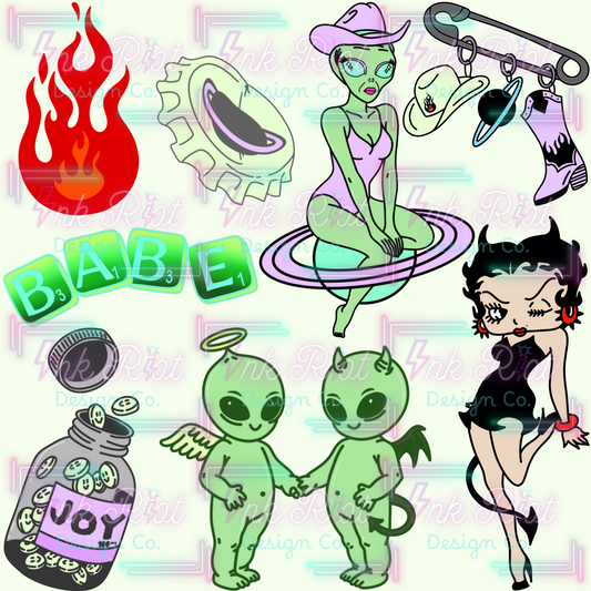 Galactic Babe Clipart Bundle - COMMERCIAL USE ONLY