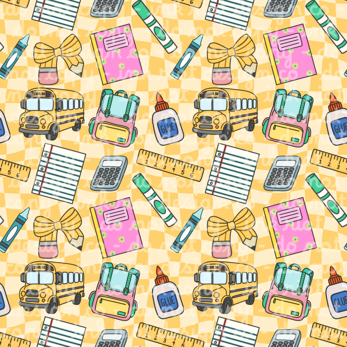 Yellow Checkered School Seamless