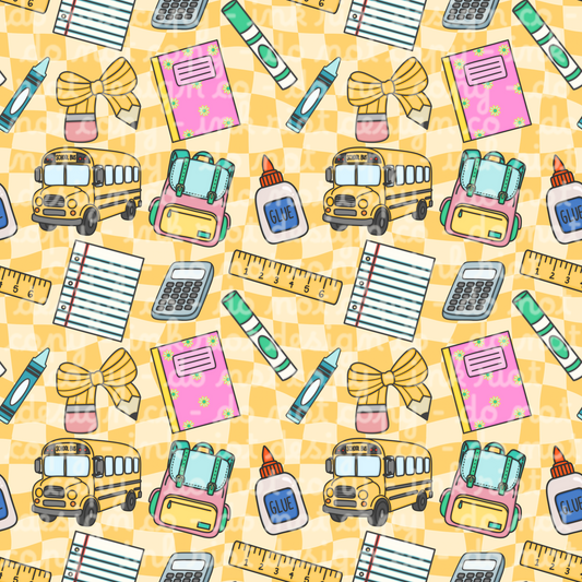 Yellow Checkered School Seamless