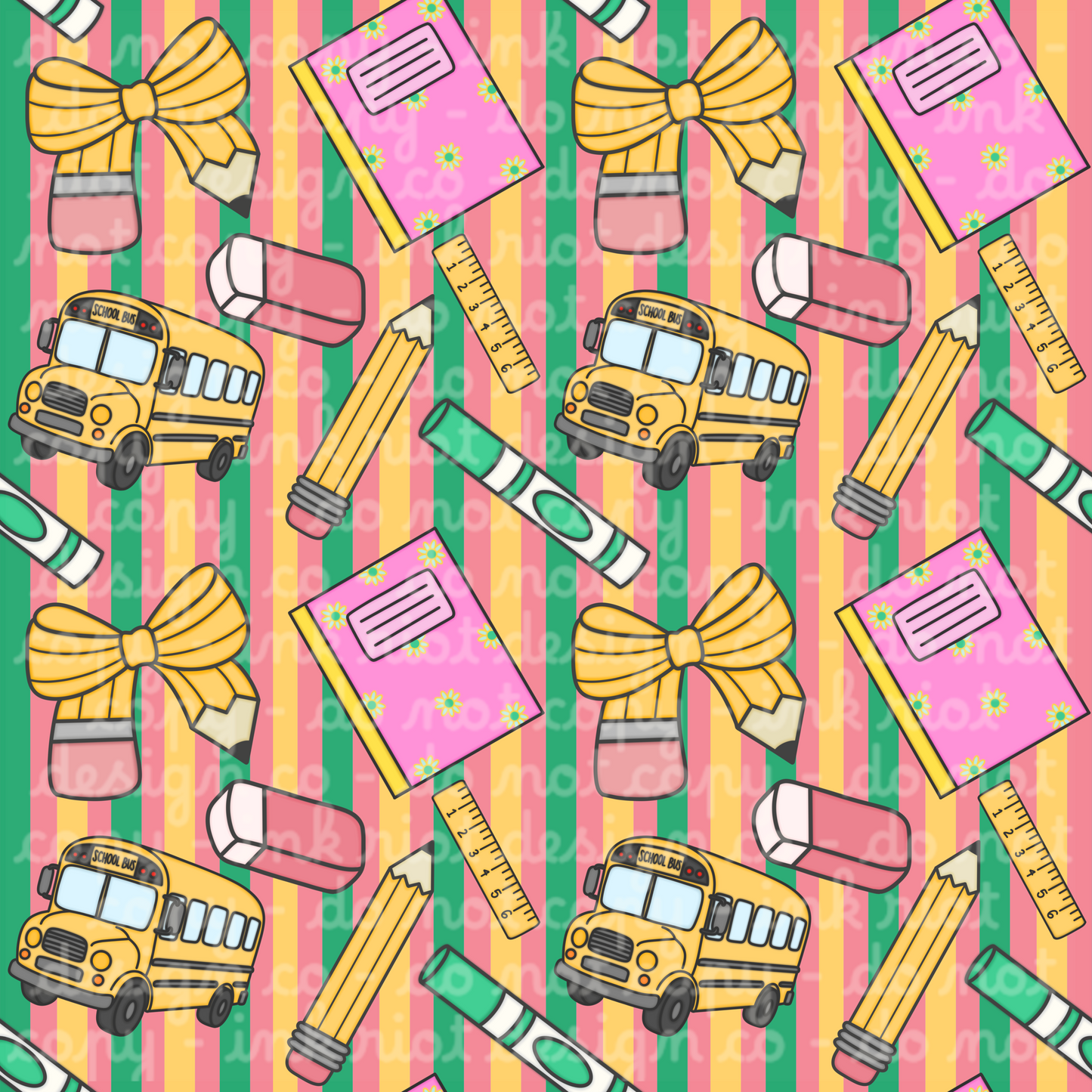 Pink & Green Stripe School Seamless