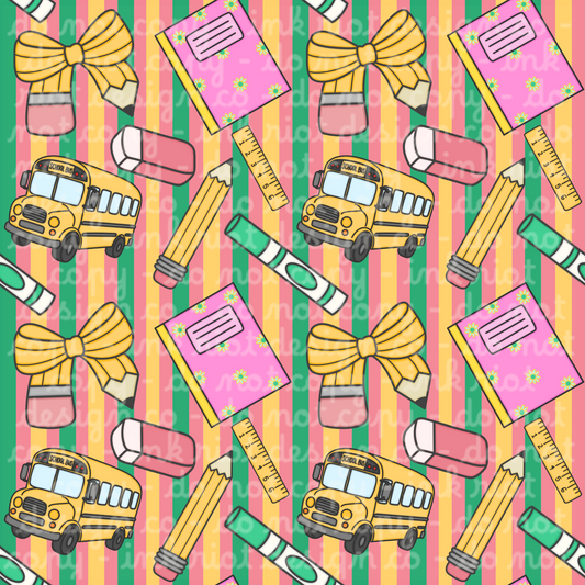 Pink & Green Stripe School Seamless