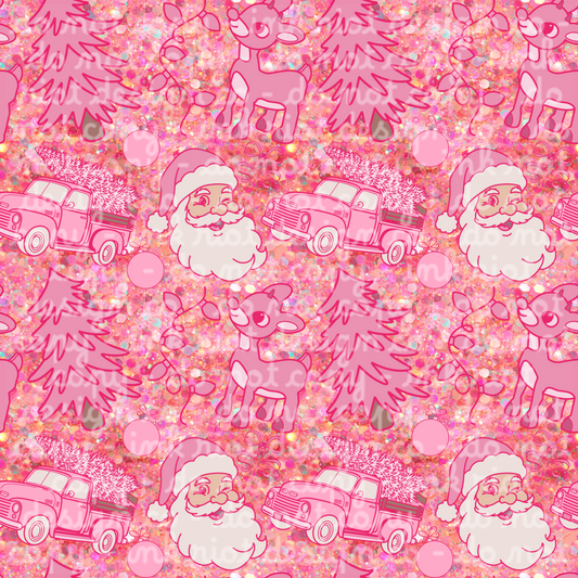Dark Pink Sequin Holly Jolly Seamless