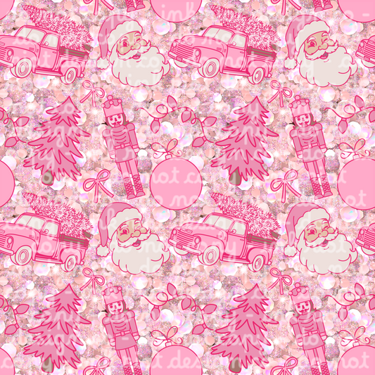 Light Pink Sequin Holly Jolly Seamless