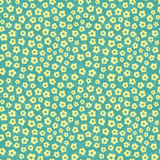 Yellow & Teal Flowers Seamless