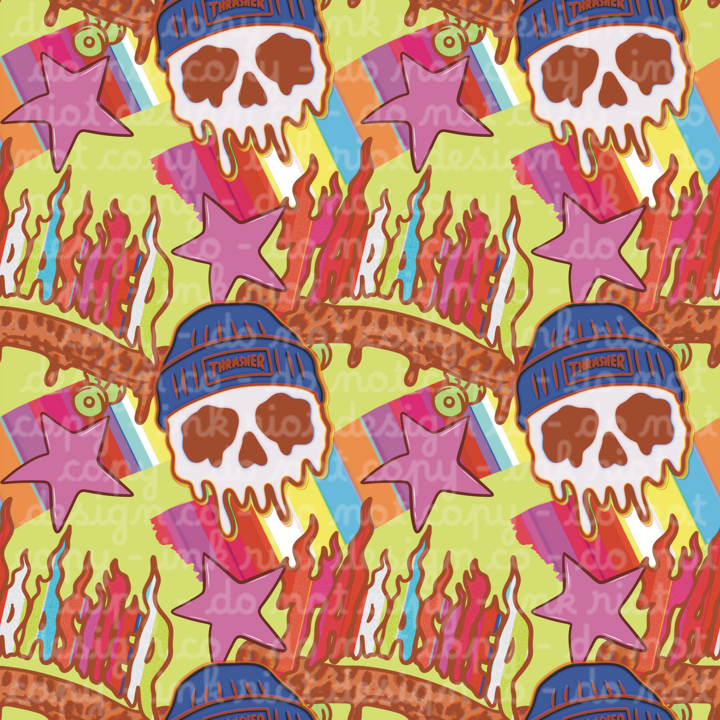 Blue Skull Thrash Seamless