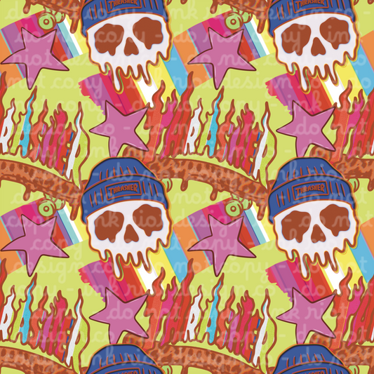 Blue Skull Thrash Seamless