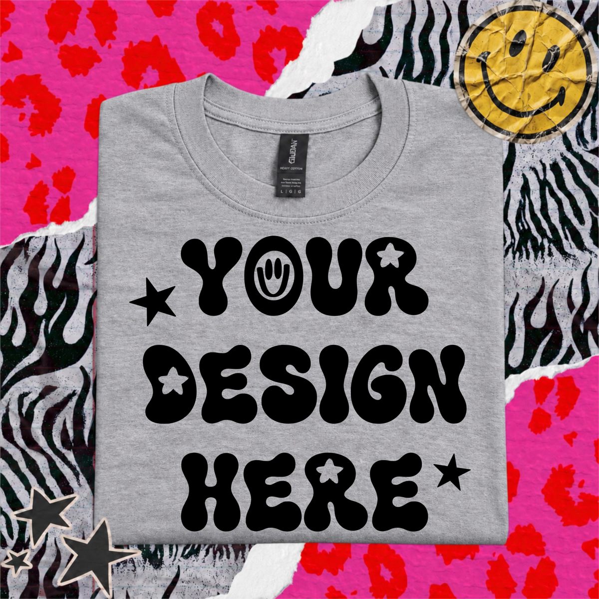 Dopamine Smiley Gray T-Shirt Mock
