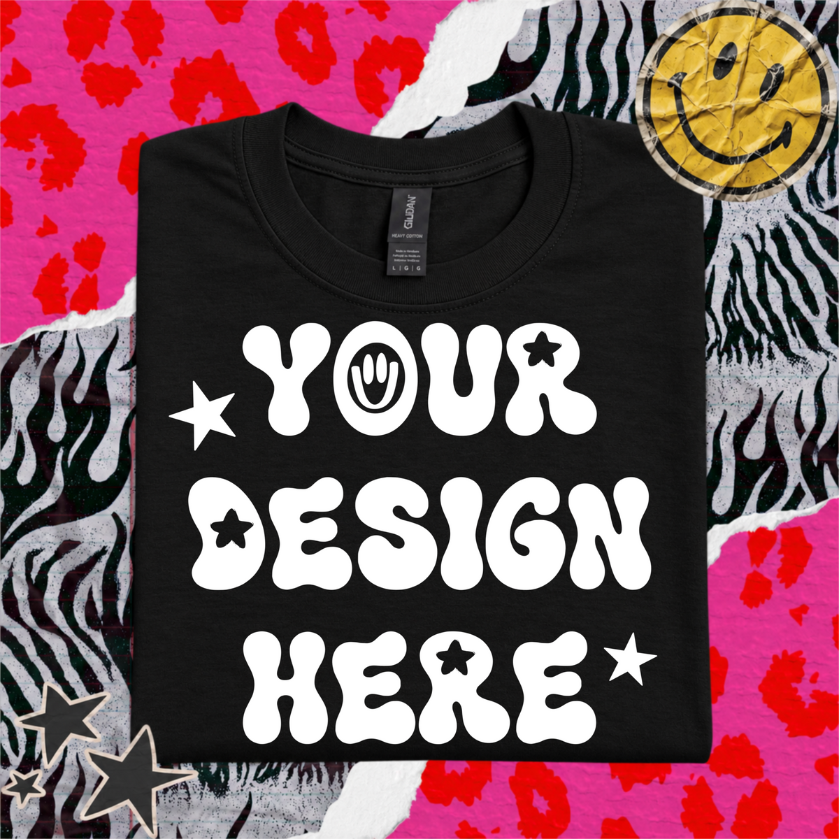 Dopamine Smiley Black T-Shirt Mock