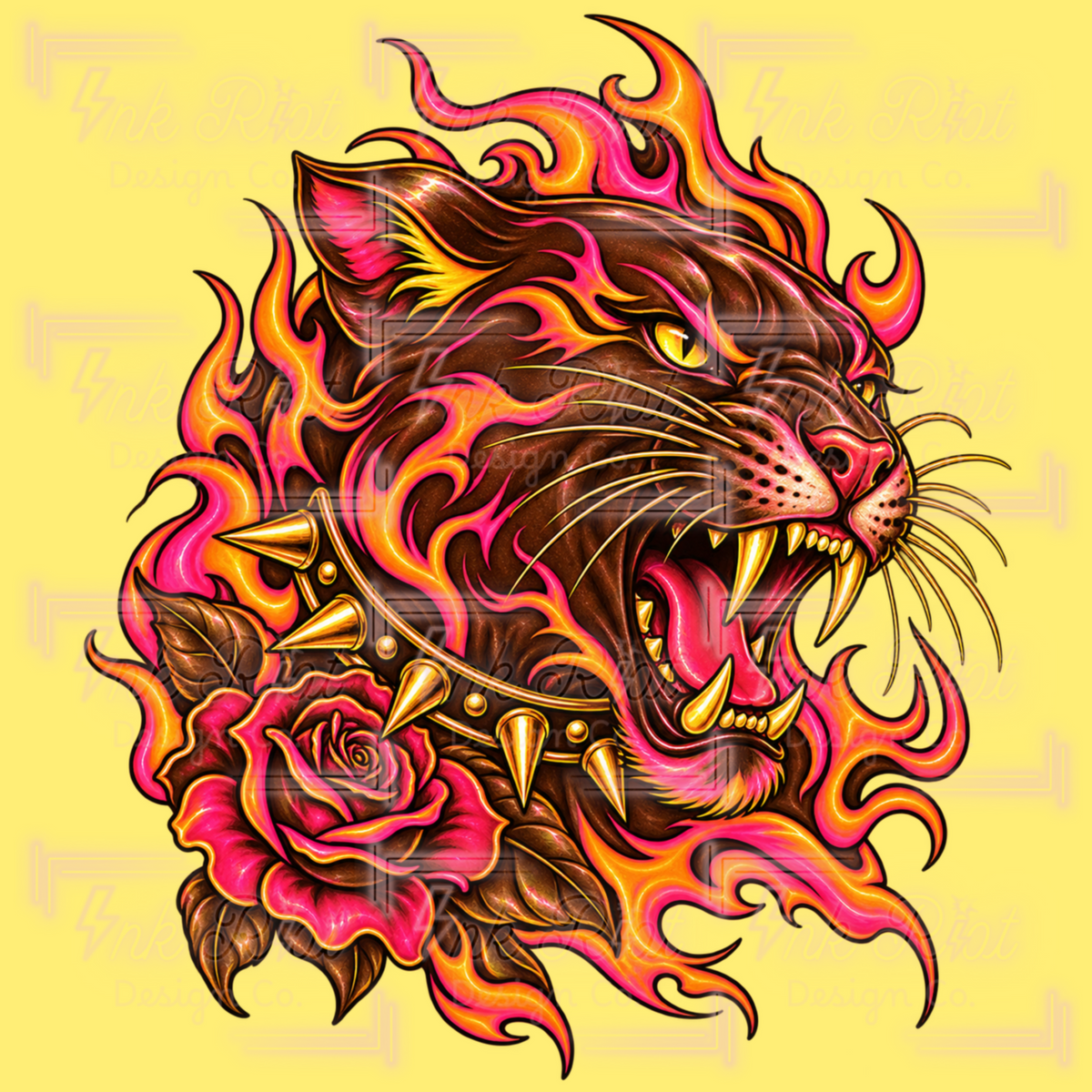 Flaming Panther PNG