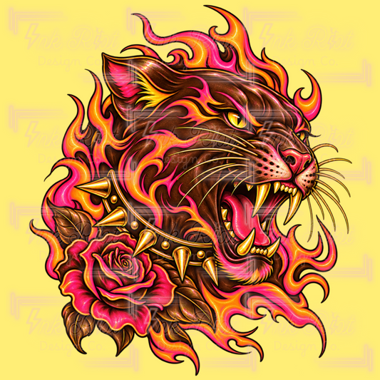 Flaming Panther PNG