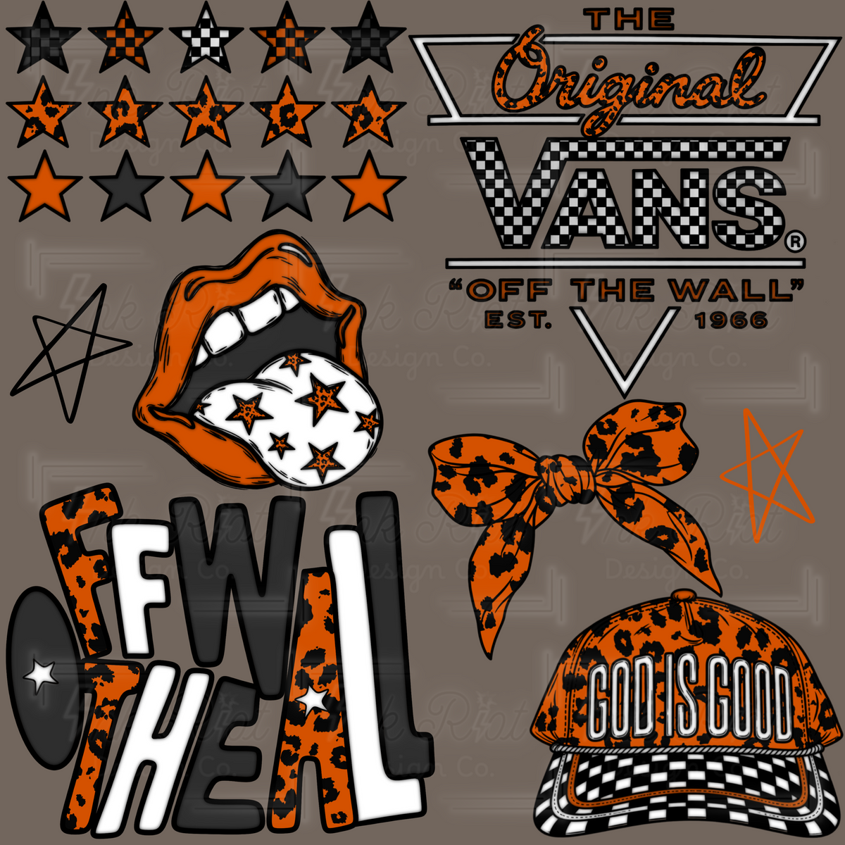 Orange Cheetah OTW Clipart Bundle - COMMERCIAL USE ONLY
