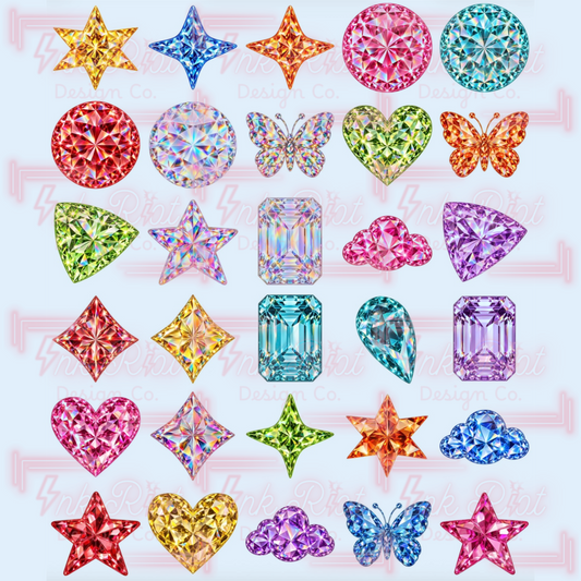 Gem Stickers Clipart Bundle - COMMERCIAL USE ONLY