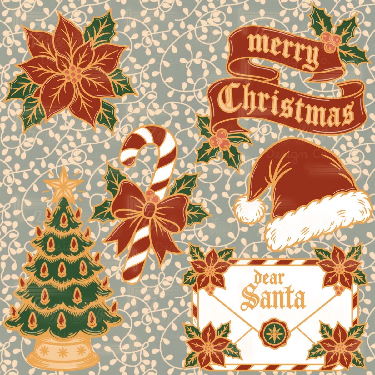 Vintage Christmas Clipart Bundle - COMMERCIAL USE ONLY