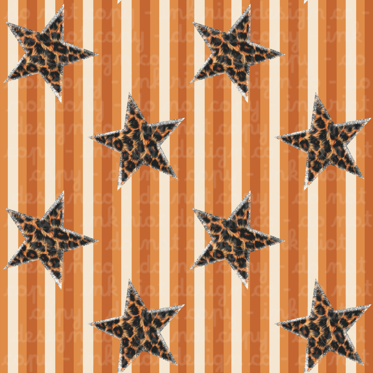Orange Stripes & Stars Seamless